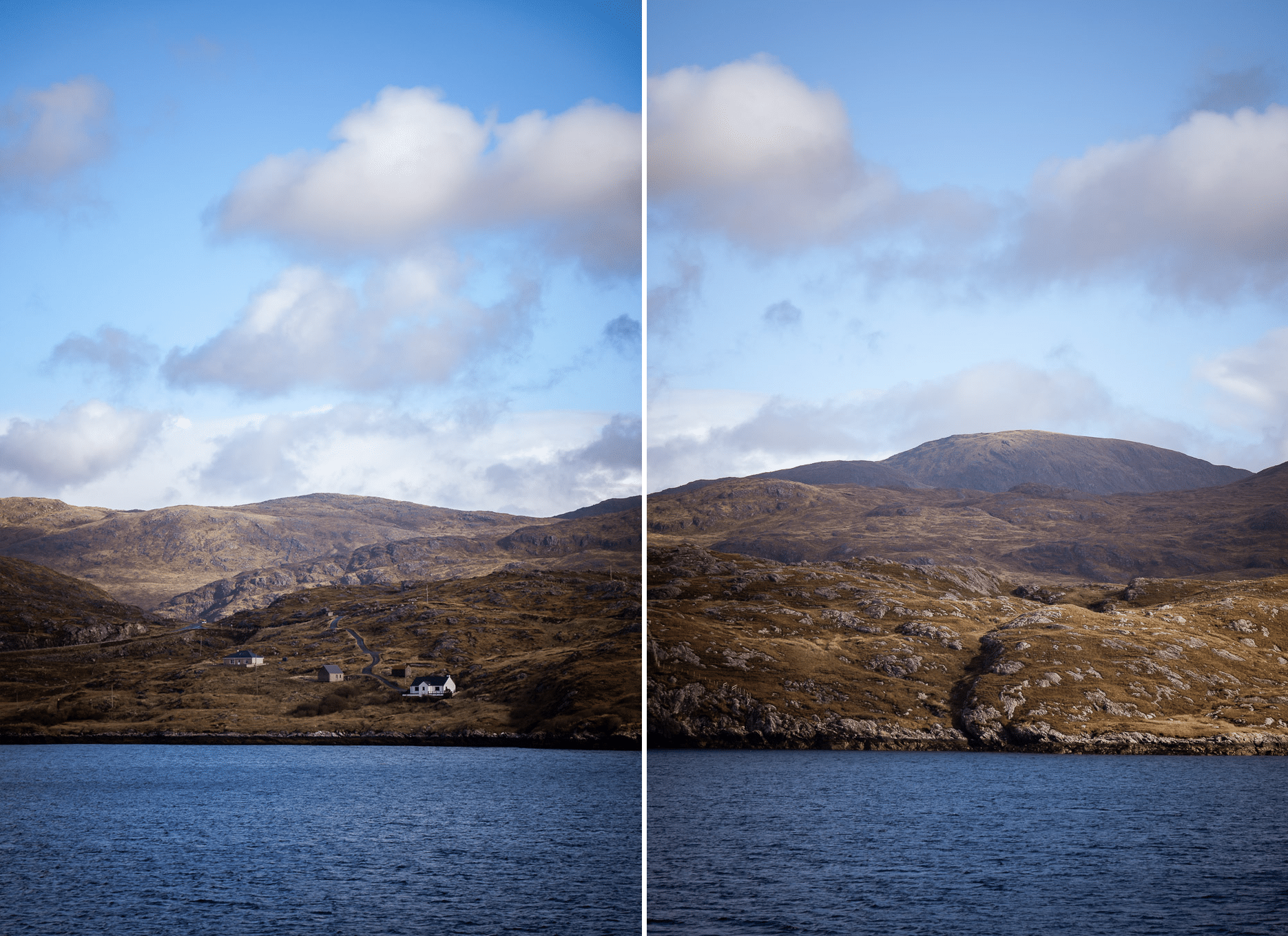 Isle of Harris von der Fähre aus gesehen Isle of Harris von der Fähre aus gesehen